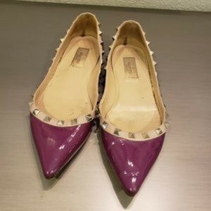 Valentino 'Rockstud' Purple Ballerina Flat Shoe